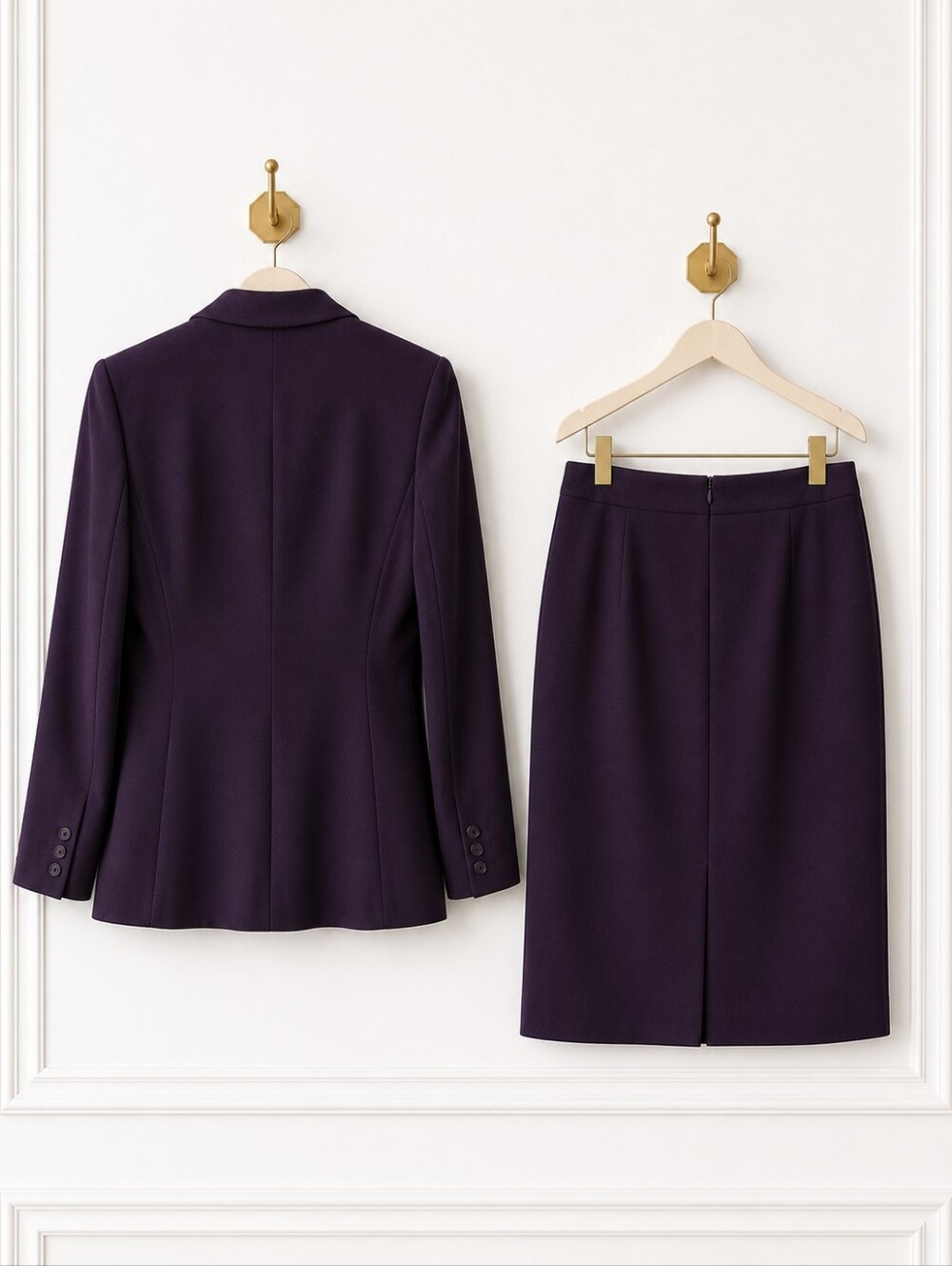 Amanda Smith Petite Eggplant Skirt Suit Size 8P | Tailored Career Office Busines - Picture 7 of 9